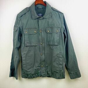 H&M Jacket Mens M Army Military Utility Cargo Olive Green Field Coat Full Zip